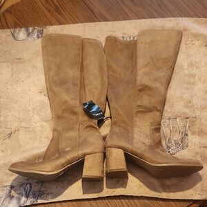 Torrid Tan/Taupe Heeled Knee-High Boots Extra Wife Calf